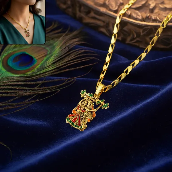 Gold_Plated_Radha_Krishna_With_Enamel_Work_Pendant_Necklace