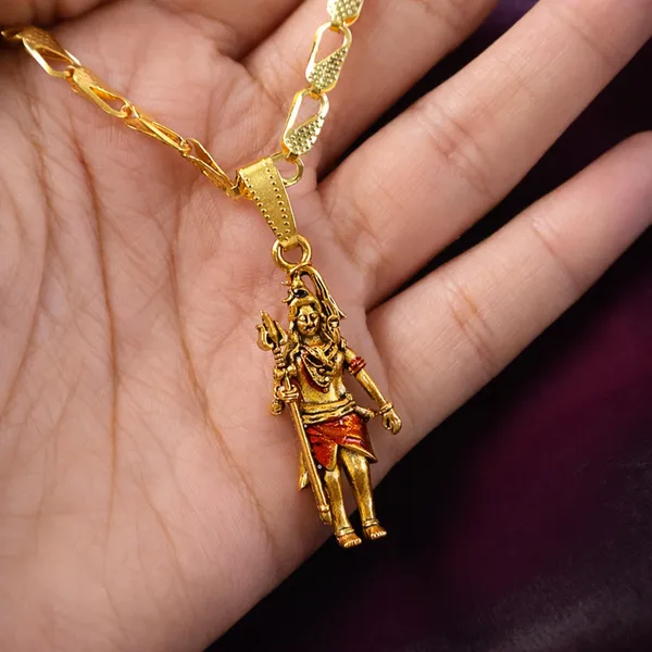 Gold_Traditional_Toned_Shivji_Pendant_Necklace_For_Couples