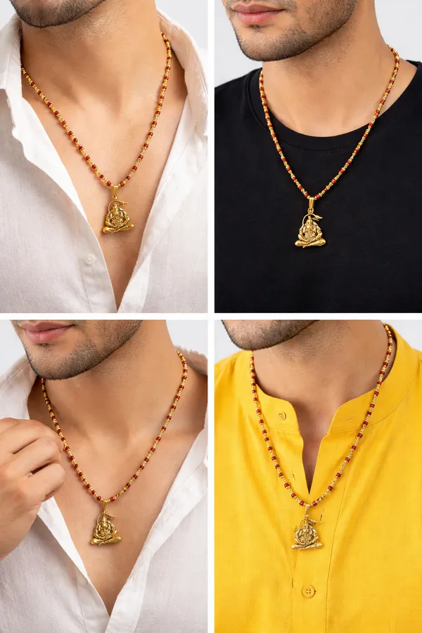 Gold_Rudraksha_Beads_With_Hanumanji_Pendant_Mala_Necklace