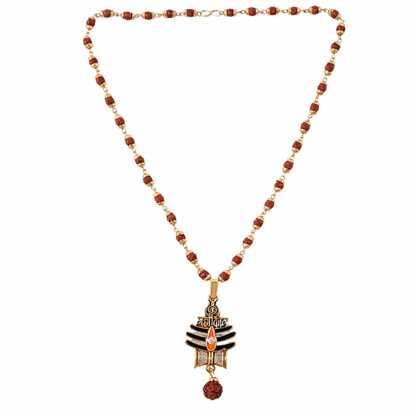 Gold_Traditional_Rudraksha_Trishul_With_Antique_Finish_And_Toned_Lord_Hanuman_Pendant_Necklace_(Pack_Of_2)