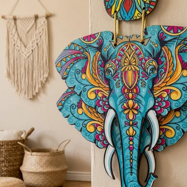 Multicolour_MDF_Sheet_Hamsa_Hand_And_Elephant_Wooden_Wall_Hanging_For_Home_And_Decor