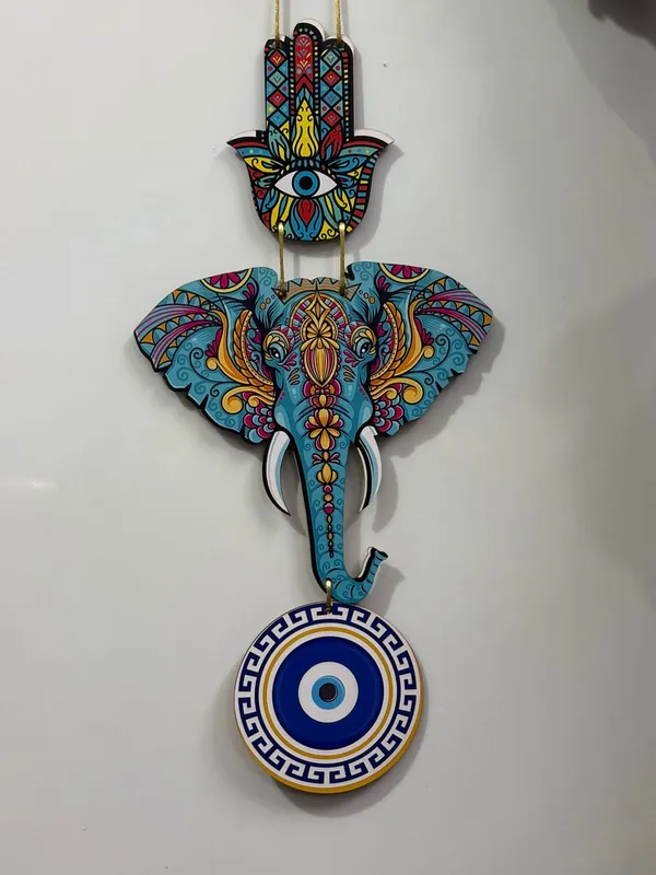 Multicolour_MDF_Sheet_Hamsa_Hand_And_Elephant_Wooden_Wall_Hanging_For_Home_And_Decor