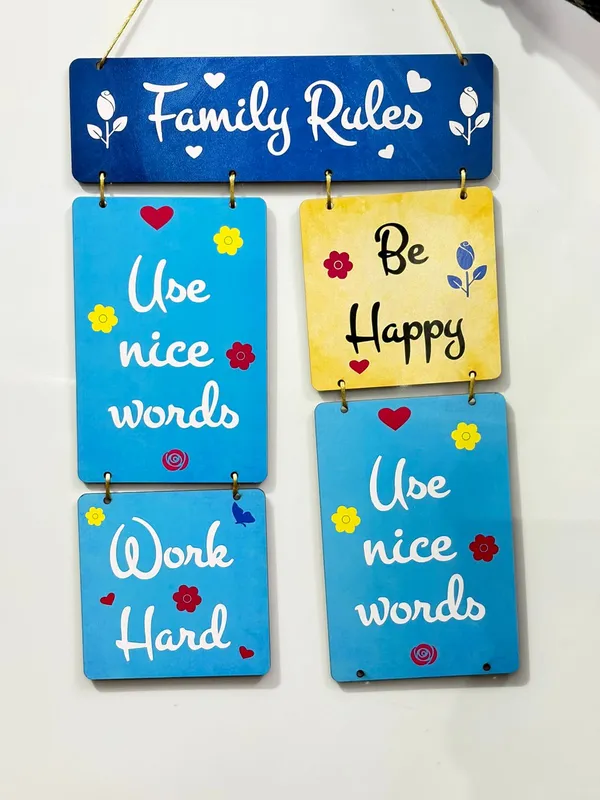 Multicolour_MDF_Sheet_Family_Rules_Wooden_Wall_Hanging_For_Home_And_Decor