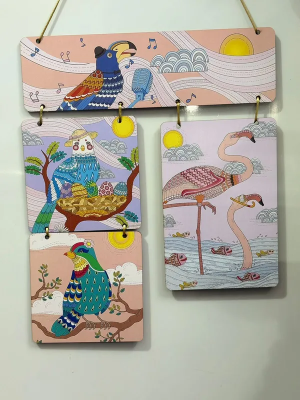 Multicolour_MDF_Sheet_Bird_Art_Wooden_Wall_Hanging_For_Home_And_Decor