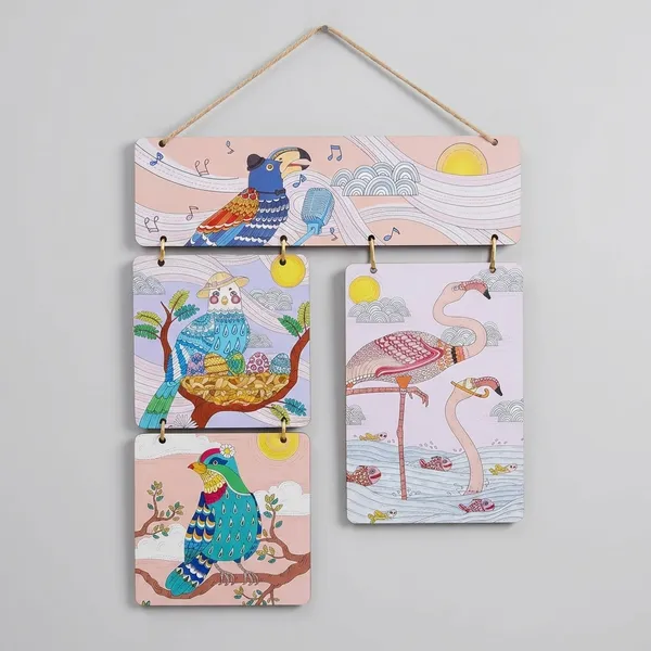Multicolour_MDF_Sheet_Bird_Art_Wooden_Wall_Hanging_For_Home_And_Decor