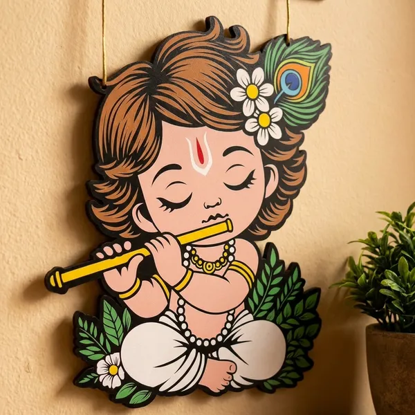 Multicolour_MDF_Sheet_Jai_Shri_Krishna_Wooden_Wall_Hanging_For_Home_And_Decor_Pack_Of_2