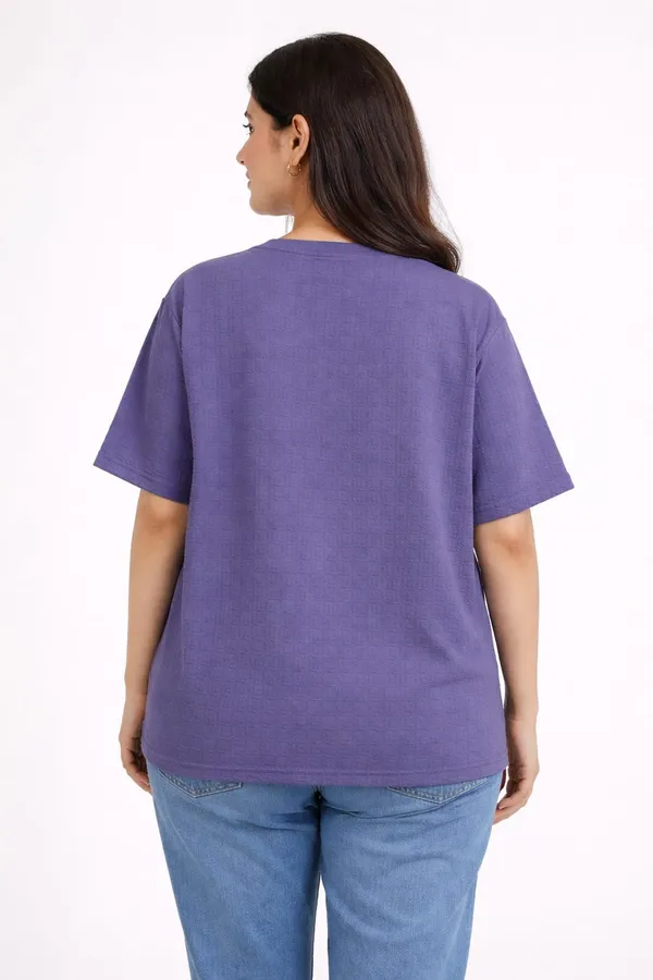 Blue_Cotton_Blend_T-Shirt_For_Women
