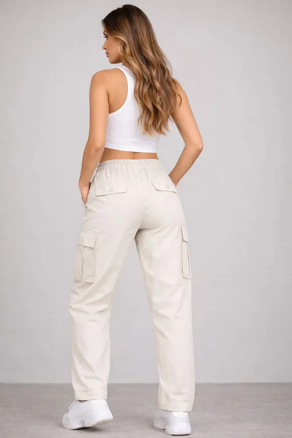 White_Cotton_Cargo_Pants_For_Women
