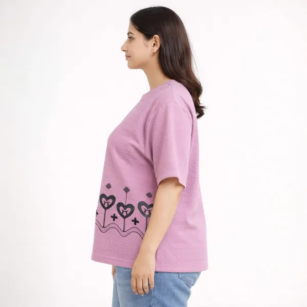 Pink__Cotton_Blend_T-Shirt_For_Women