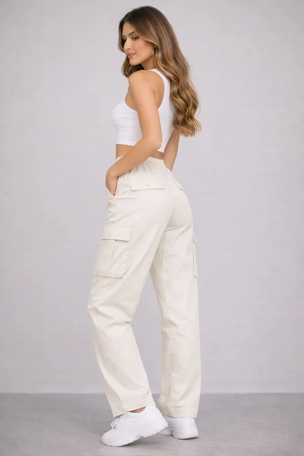 White_Cotton_Cargo_Pants_For_Women