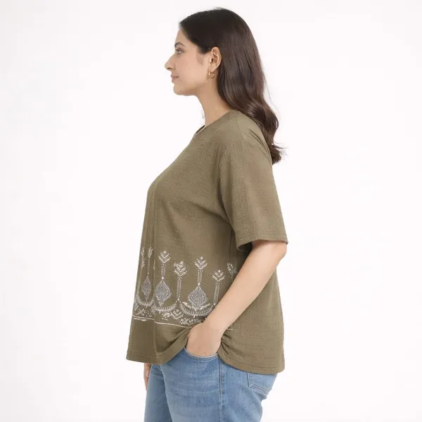 Green_Cotton_Blend_T-Shirt_For_Women