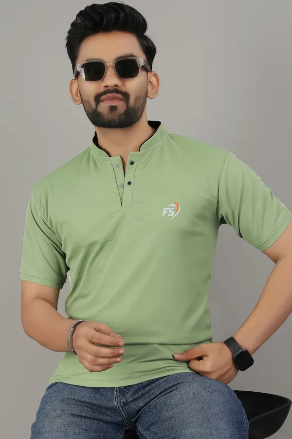 Green_Cotton_Blend_T-Shirt_For_Men