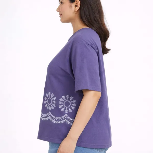 Blue_Cotton_Blend_T-Shirt_For_Women