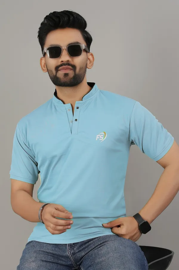 Blue_Cotton_Blend_T-Shirt_For_Men