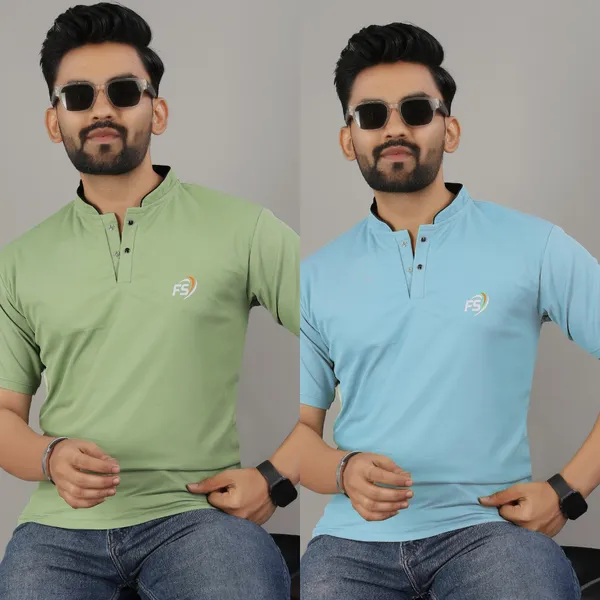 Blue_&_Green_Cotton_Blend_T-Shirt_For_Men_(Combo_of_2)
