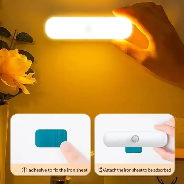 White_2Pcs_Motion_Sensor_Led_Night_Light_Home,_Indoor_Auto_On/Off_Rechargeable_Wireless_Magnetic_Led_Cabinet_Lamp_For_Closet,_Bedroom,_Home,_Stairs,_Kitchen,_Bathroom,_Wardrobe_Lighting