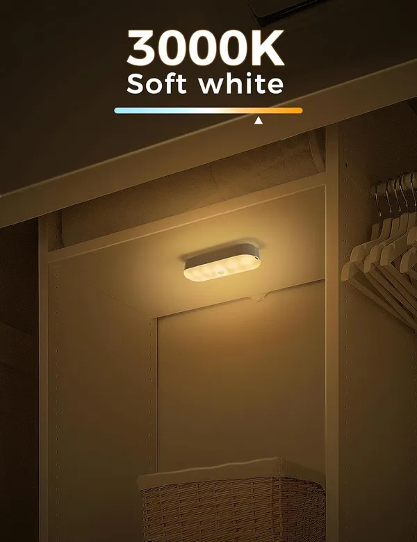 White_2Pcs_Motion_Sensor_Led_Night_Light_Home,_Indoor_Auto_On/Off_Rechargeable_Wireless_Magnetic_Led_Cabinet_Lamp_For_Closet,_Bedroom,_Home,_Stairs,_Kitchen,_Bathroom,_Wardrobe_Lighting