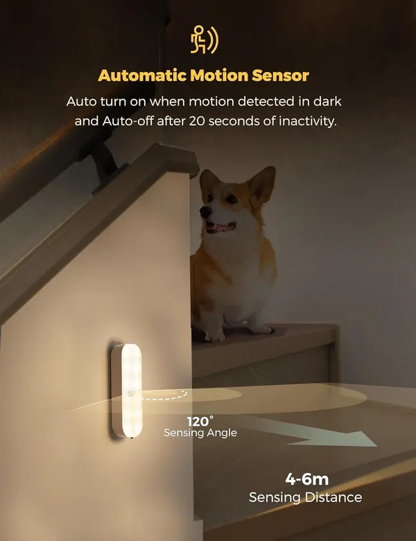 White_2Pcs_Motion_Sensor_Led_Night_Light_Home,_Indoor_Auto_On/Off_Rechargeable_Wireless_Magnetic_Led_Cabinet_Lamp_For_Closet,_Bedroom,_Home,_Stairs,_Kitchen,_Bathroom,_Wardrobe_Lighting