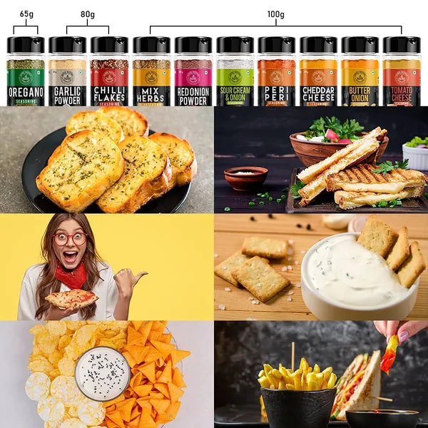 All_In_One_Herbs_And_Seasoning_Onion_Powder_Garlic_Powder_Oregano_Chilli_Flakes_Mix_Herb_Cheddar_Cheese_Peri_Peri_Cheese_Tomato_Butter_Onion_Cream_Onion_10_In_1_Combo_925G
