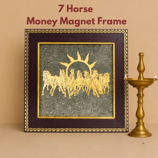 7_Horses_on_Raw_Pyrite_Frame_(_Dual_Lab_certified_+_Free_Mukhi_Rudraksha)