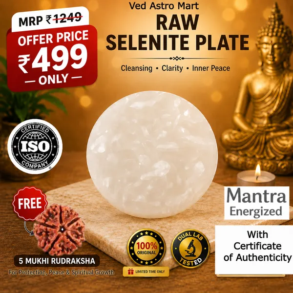 Raw_Selenite_Plate_(_Dual_Lab_Certified_+_Free_5_Mukhi_Rudraksha_)