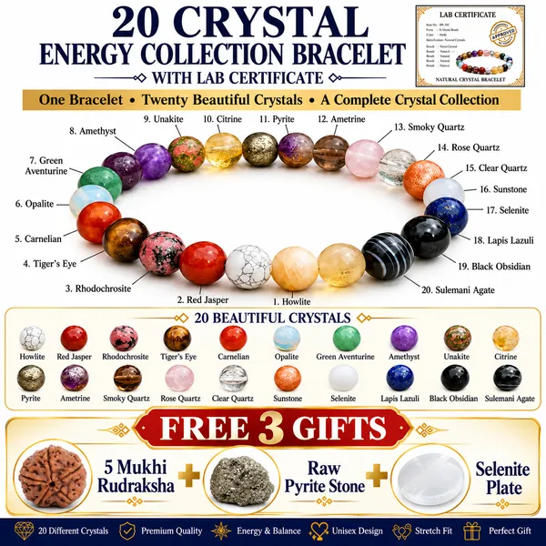 100%_Original_with_LAB_Certificate_-_20_Crystal_Bracelet_&__FREE_Raw_Pyrite_Stone_+_Salenite_Plate_+_5_Mukhi_Rudraksha
