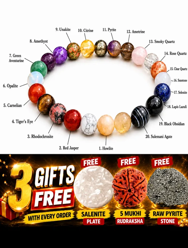 100%_Original_with_LAB_Certificate_-_20_Crystal_Energy_Collection_Bracelet_&__FREE_Raw_Pyrite_Stone_+_Salenite_Plate_+_5_Mukhi_Rudraksha