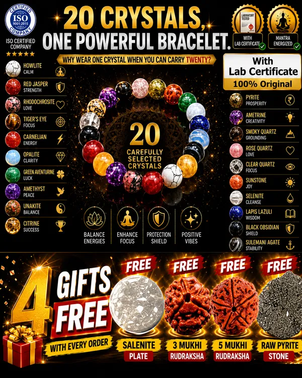 Original_Lab_Certified_20_Crystal_Energy_Collection_Bracelet_&_FREE_Raw_Pyrite_Stone_+_Salenite_Plate_+3_Mukhi_Rudraksha_+5_Mukhi_Rudraksha_