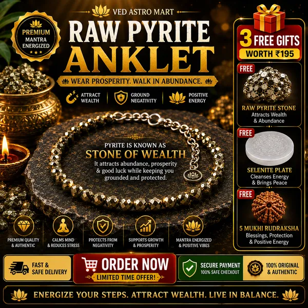 Premium_Raw_Pyrite_Anklet_with_3_Free_Gifts_–_Pyrite_Stone,_Selenite_Plate_&_5_Mukhi_Rudraksha