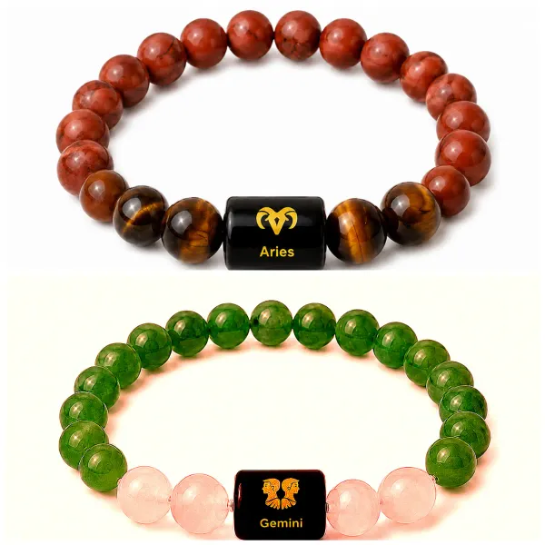 Original_Zodiac_Rashi_राशि_Bracelet_+FREE_5_Mukhi_Rudraksha_+_FREE_Raw_Pyrite_Stone