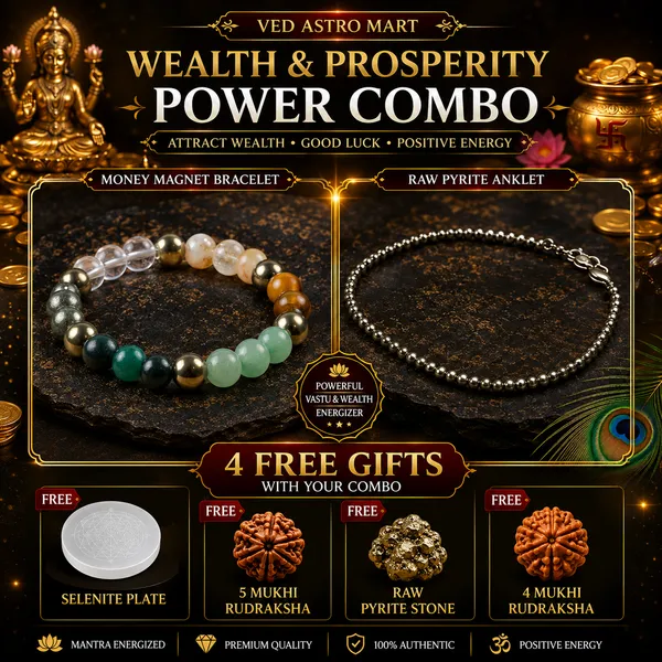 Wealth_&_Prosperity_Power_Combo_–_Money_Magnet_Bracelet_&_Raw_Pyrite_Anklet_with_4_Free_Gifts_-Natural_Selenite_Plate,_5_Mukhi_Rudraksha,_Raw_Pyrite_Stone,_4_Mukhi_Rudraksha