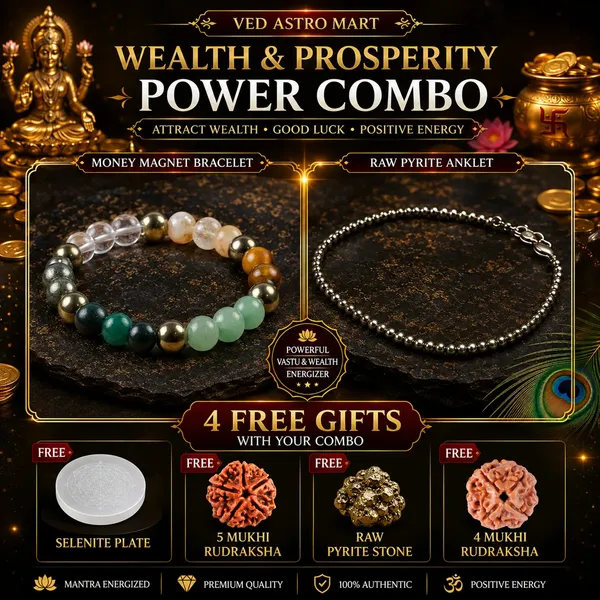 Wealth_&_Prosperity_Power_Combo_–_Money_Magnet_Bracelet_&_Raw_Pyrite_Anklet_with_4_Free_Gifts_-Natural_Selenite_Plate,_5_Mukhi_Rudraksha,_Raw_Pyrite_Stone,_4_Mukhi_Rudraksha