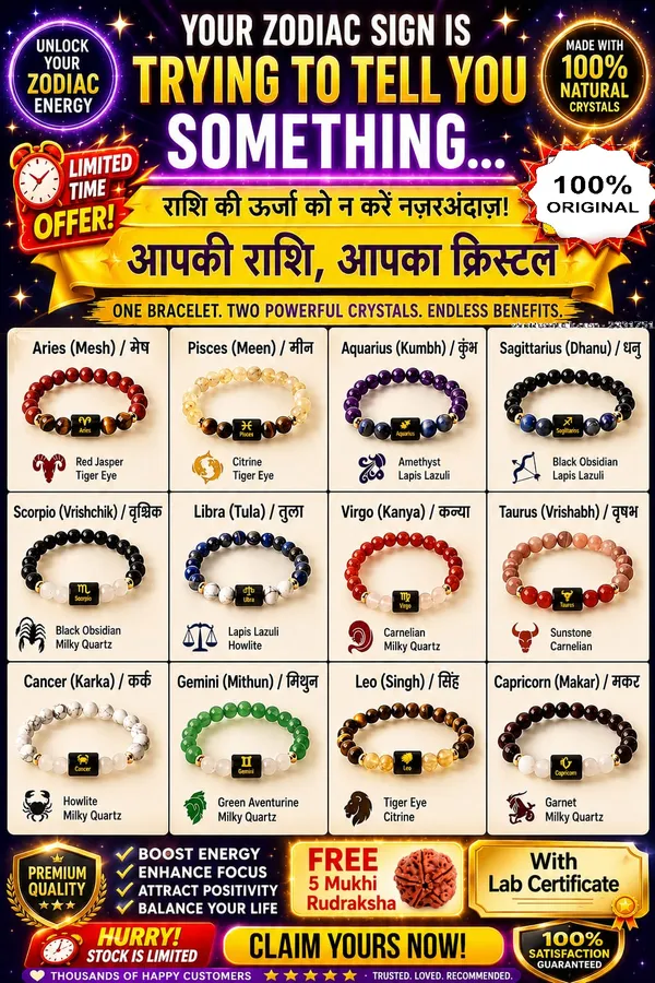 Original_Lab_Certified_Zodiac_Rashi_राशि_Bracelet_+_FREE_5_Mukhi_Rudraksha