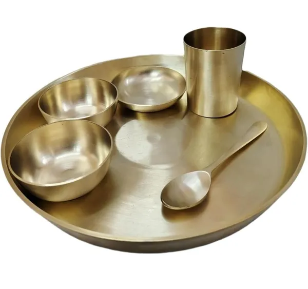 Bronze_(Kansa)_Dinnerware_Set_-_Includes_Plate,_Bowls,_Glass,_Spoon
