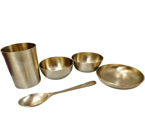 Bronze_(Kansa)_Dinnerware_Set_-_Includes_Plate,_Bowls,_Glass,_Spoon