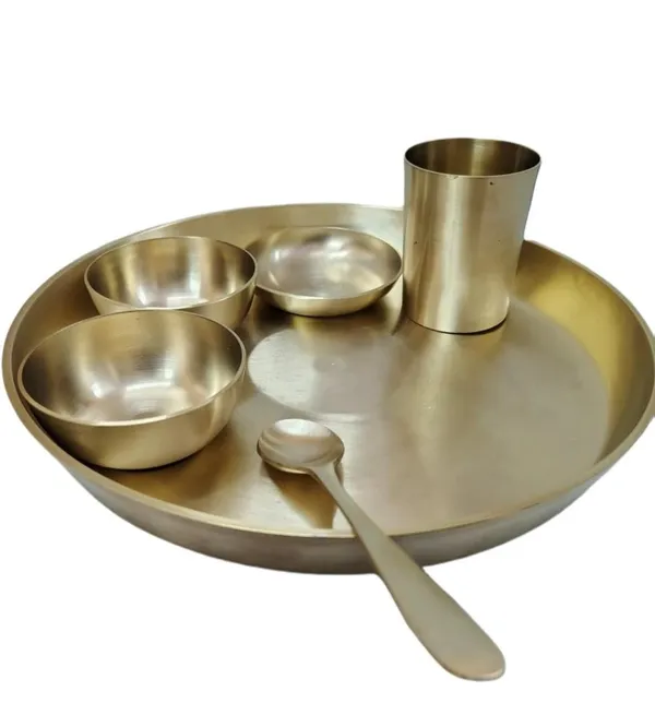 Bronze_(Kansa)_Dinnerware_Set_-_Includes_Plate,_Bowls,_Glass,_Spoon