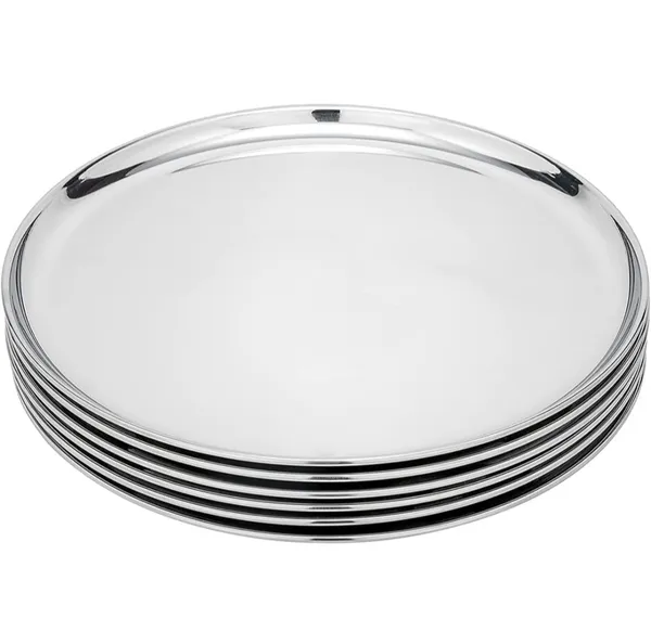 Stainless_Steel_Round_Dinner_Plates_(Pack_Of_6_plates)
