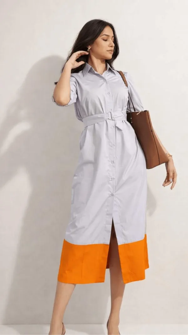 Color_Block_Shirt_Dress_With_Belt_Sky_Blue_And_Orange