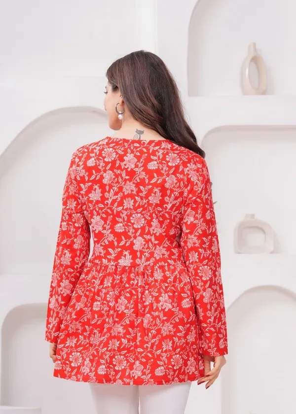 Red_Floral_Print_V-Neck_Long_Sleeve_Women_Top