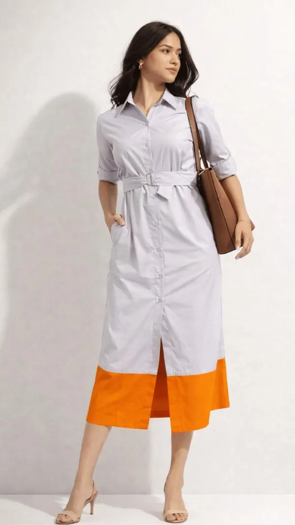 Color_Block_Shirt_Dress_With_Belt_Sky_Blue_And_Orange