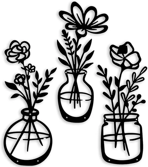Root_Kraft_3_Pieces_Black_Wooden_Flowers_Wall_Decor_Design_2
