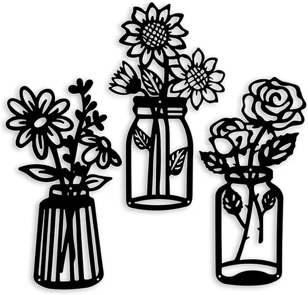 Root_Kraft_3_Pieces_Black_Wooden_Flowers_Wall_Decor_Design_3