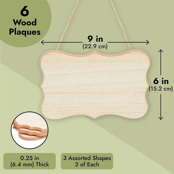 6_Pack_Of_Unfinished_Mdf_Hanging_Wood_Plaques_For_Crafts_With_Jute_Rope_Blank_9X6_Inch_1_4_Inch_Thick_Wooden_Sign_For_Diy_Painting_Art_Projects_Home_Decor_3_Designs