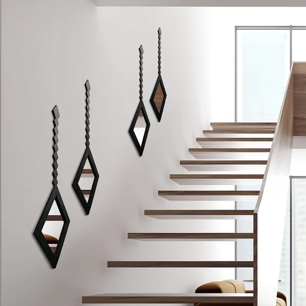 4Pcs_Mid_Century_Modern_Acrylic_Black_Wall_Art_Bohemian_Aesthetic_Wall_Panels_For_Bedroom_Living_Room_Decor_Not_A_Real_Mirror_Diamond_Earrings_Design
