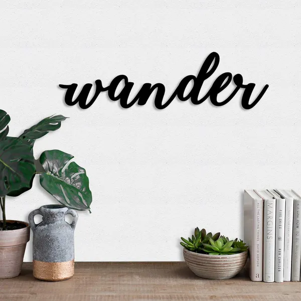 Wander_Mdf_Plaque_Painted_Cutout_Ready_To_Hang_For_Home_Office_Bedroom_Gift_6Mm_Thickness_Black_3_X_10_Inch