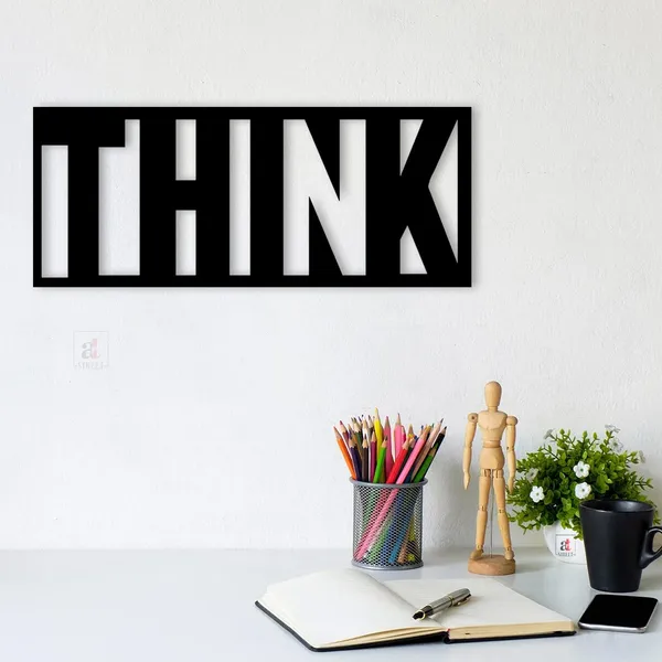 Think_Black_Mdf_Plaque_Cutout_Ready_To_Hang_For_Home_Office_Wall_Art_D_Cor_Wall_Art_Hanging_Decorative_Item_Home_Decoration_Size_7_X_10_Inches