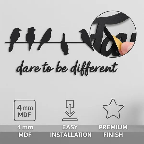 Dare_To_Be_Different_Wooden_Wall_D_Cor_4Mm_Black_Mdf_Cutout_Birds_On_Wire_Script_Text_Motivational_Wall_Art_For_Living_Room_Bedroom_Office_Easy_Installation_With_Double_Sided_Tape