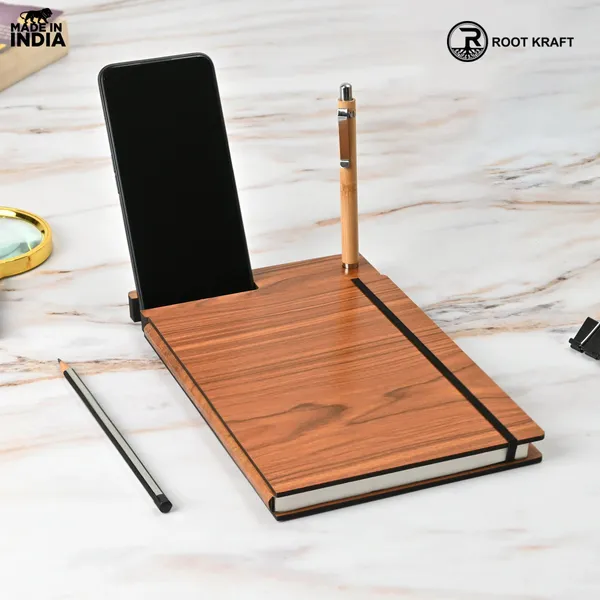 Wooden_Smart_Diary_With_Mobile_Holder_Pen_Stand_Includes_Wooden_Pen_Useful_Gift_For_Office_Corporate_Personal_Use