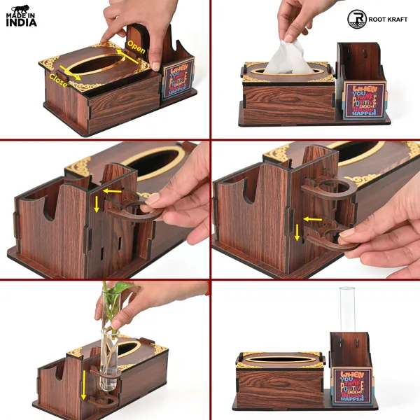 Wooden_Desk_Organizer_With_Tissue_Holder_And_Test_Tube_Planter_Multipurpose_Office_And_Home_Desk_Accessory_Customizable_With_Name_And_Logo