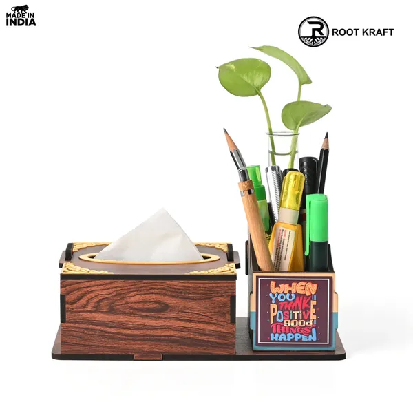Wooden_Desk_Organizer_With_Tissue_Holder_And_Test_Tube_Planter_Multipurpose_Office_And_Home_Desk_Accessory_Customizable_With_Name_And_Logo